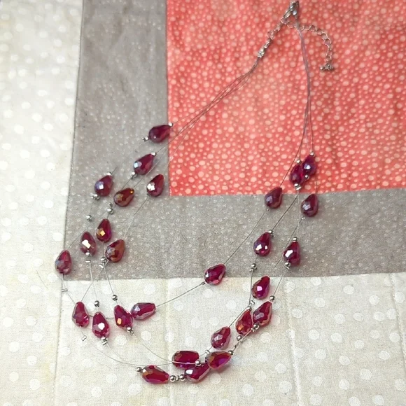 Elegant Multi-Strand Red Necklace - Picture 1 of 7